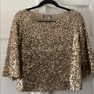 Formal gold sequined top